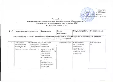 План работы на 2025-2026 год